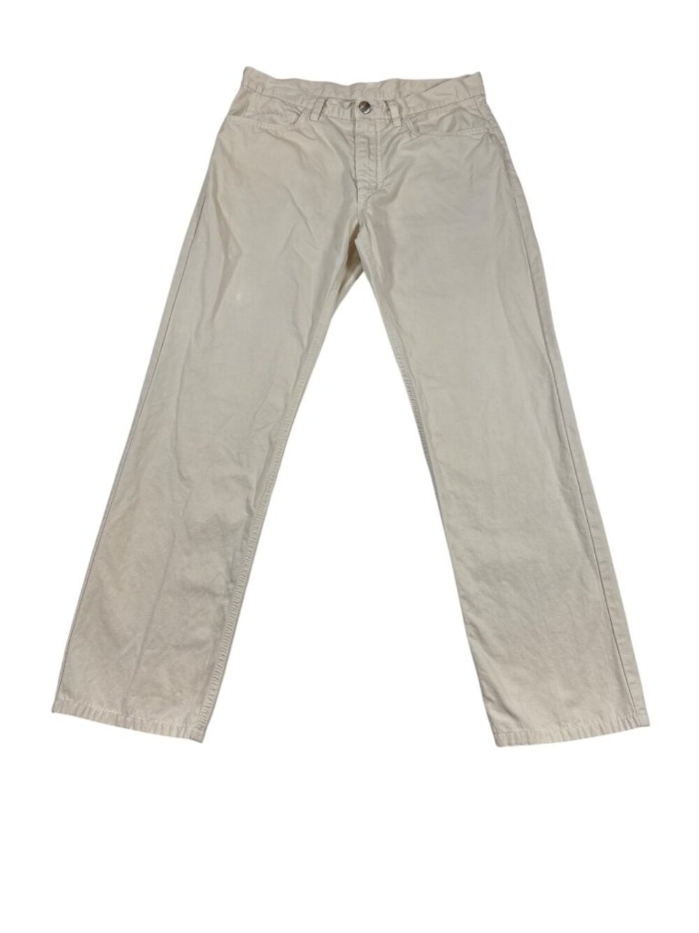 Loro Piana Mens Khaki Beige Casual Chino Pants 32X27 Straight-Leg Blend (PP581)